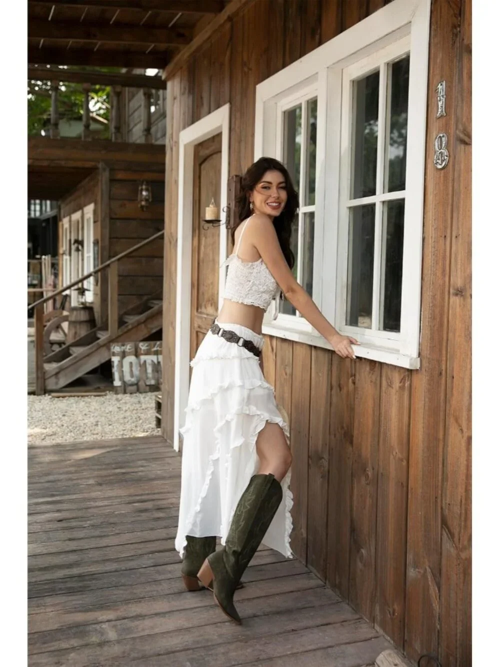 Women's Green Pointed Toe Faux Leather Block Heel Heel Over The Knee Boots